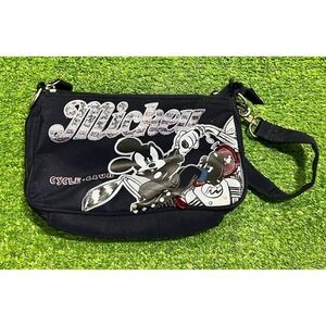 Vintage Rare Disney World Clutch Mickey Cycle Club Glitter Beaded Biker Wristlet